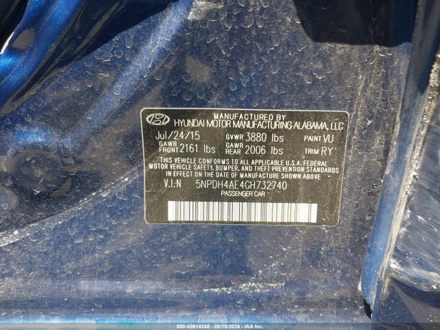 Hyundai Elantra Value Edition 2016 5NPDH4AE4GH732740 Image 9