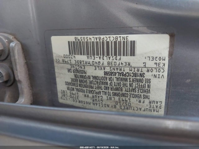 Aukcja sprzedaży 2010 Nissan Versa 1.8s, vin: 3N1BC1CP8AL458598, numer aukcji: 45914371