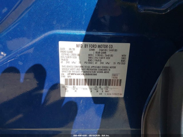Ford Edge Titanium 2020 2FMPK4K99LBB09390 Image 9