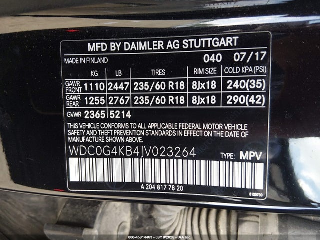 Продажа на аукционе авто 2018 Mercedes-benz Glc 300 4matic, vin: WDC0G4KB4JV023264, номер лота: 45914463
