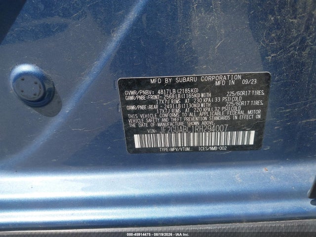 2024 Subaru Crosstrek მანქანა იყიდება აუქციონზე, vin: JF2GUABC1RH294007, აუქციონის ნომერი: 45914475