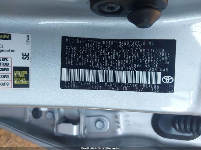 5YFB4MDE7RP093970 Toyota COROLLA LE