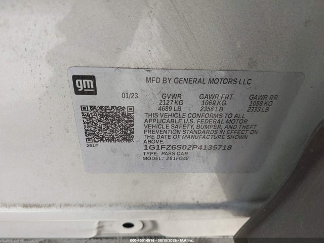 1G1FZ6S02P4135718 Chevrolet Bolt Euv Fwd Premier