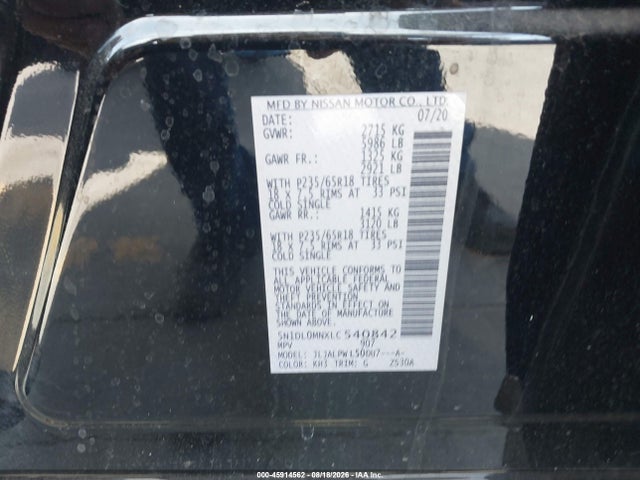 5N1DL0MNXLC540842 Infiniti QX60 PURE