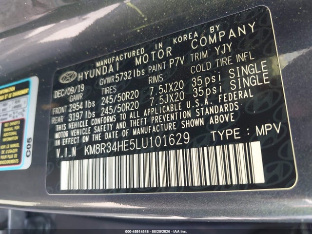 Hyundai Palisade Sel 2020 KM8R34HE5LU101629 Image 9