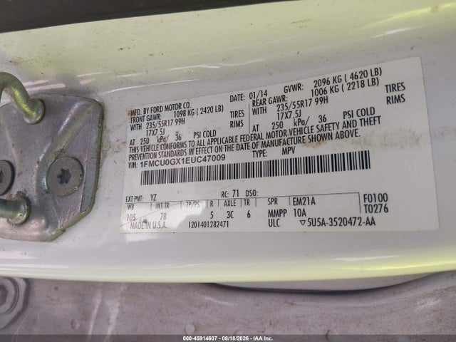 Ford ESCAPE SE 2014 1FMCU0GX1EUC47009 Image 9