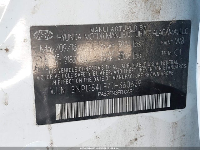 Hyundai Elantra Value Edition 2018 5NPD84LF7JH360629 Image 9