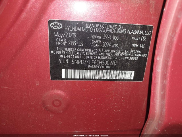 Hyundai ELANTRA SE 2020 5NPD74LF8LH500970 Image 9