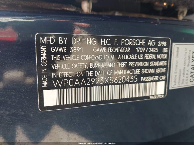 Продажа на аукционе авто 1999 Porsche 911 Carrera/carrera 4/carrera Tiptronic, vin: WP0AA2993XS620435, номер лота: 45914638