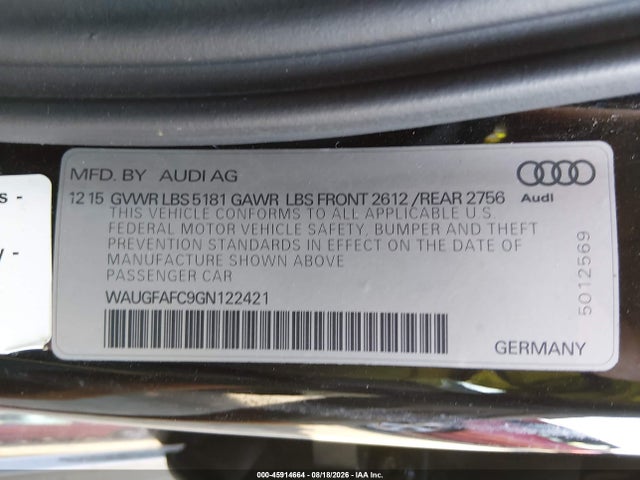 Продажа на аукционе авто 2016 Audi A6 2.0t Premium Plus, vin: WAUGFAFC9GN122421, номер лота: 45914664