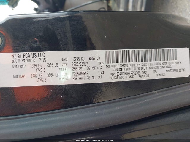 45914731 :رقم المزاد ، 2C4RC1BGXFR751362 vin ، 2015 Chrysler Town & Country Touring مزاد بيع