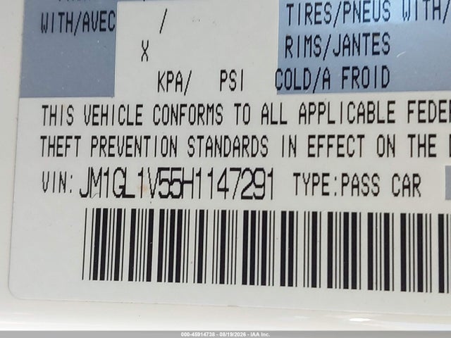 45914738 :رقم المزاد ، JM1GL1V55H1147291 vin ، 2017 Mazda Mazda6 Touring مزاد بيع