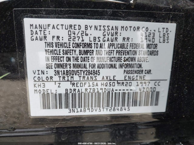 Nissan SENTRA SR 2026 3N1AB9DV5TY284845 Image 9