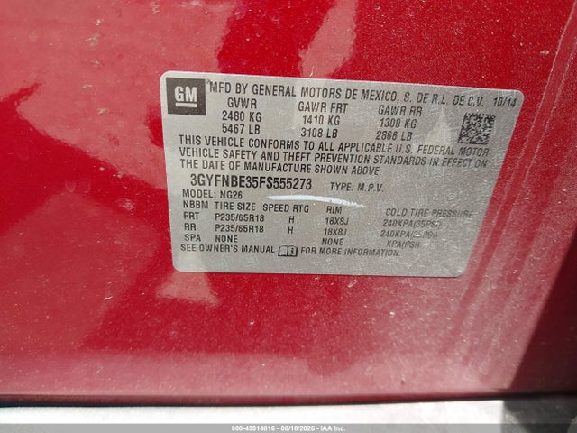 Aukcja sprzedaży 2015 Cadillac Srx Luxury Collection, vin: 3GYFNBE35FS555273, numer aukcji: 45914816