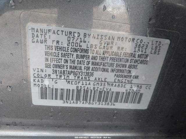 Nissan SENTRA S 2016 3N1AB7AP8GY313836 Image 9