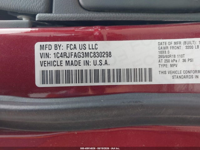 Продаж на аукціоні авто 2021 Jeep Grand Cherokee Laredo E 4x4, vin: 1C4RJFAG3MC830298, номер лоту: 45914826
