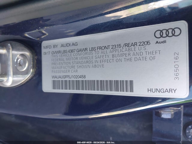 Продажа на аукционе авто 2018 Audi A3 2.0t Premium/2.0t Tech Premium, vin: WAUAUGFF5J1020458, номер лота: 45914829