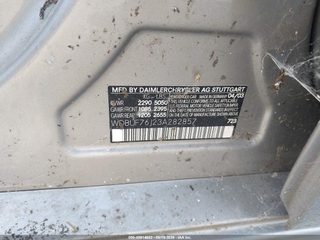 45914852 :رقم المزاد ، WDBUF76J23A282857 vin ، 2003 Mercedes-benz E 55 Amg مزاد بيع