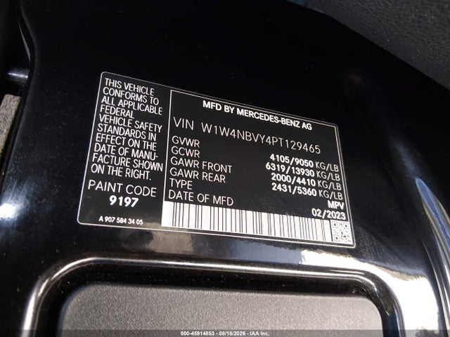 45914853 :رقم المزاد ، W1W4NBVY4PT129465 vin ، 2023 Mercedes-benz Sprinter 2500 Standard Roof 4-cyl Diesel Ho مزاد بيع