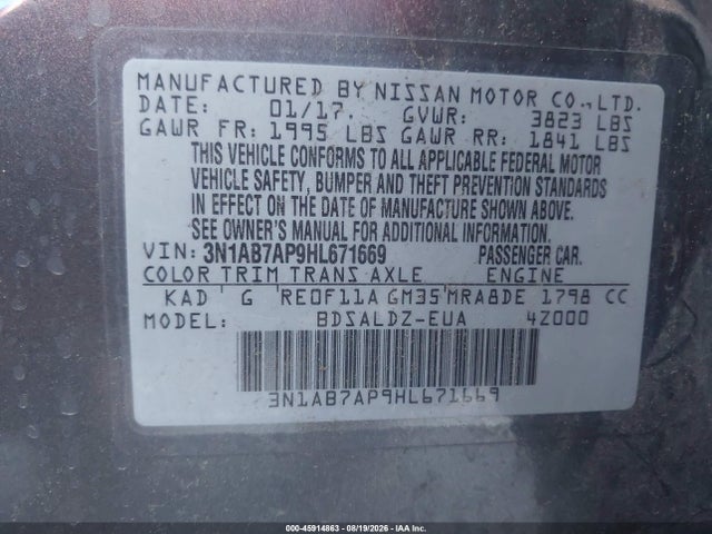 Nissan SENTRA SV 2017 3N1AB7AP9HL671669 Image 9