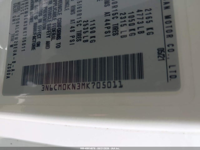 Aukcja sprzedaży 2021 Nissan Nv200  Cargo Sv Xtronic Cvt, vin: 3N6CM0KN3MK705011, numer aukcji: 45914876