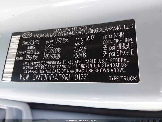 Hyundai Santa Cruz Xrt 2024 5NTJDDAF9RH101221 Image 9