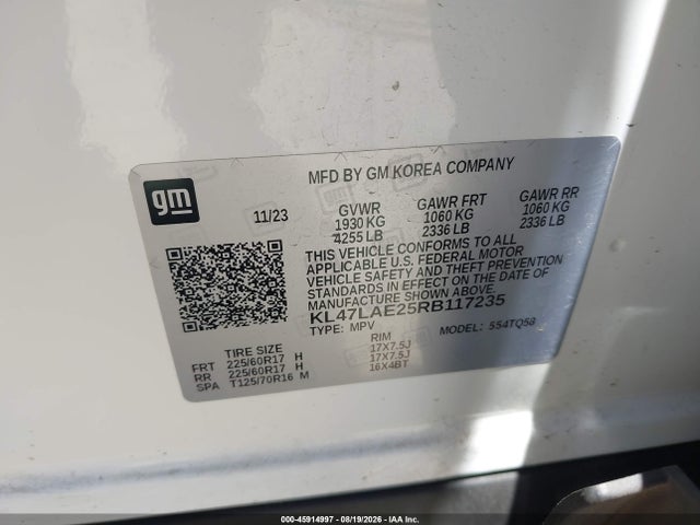 2024 Buick Envista Preferred Fwd მანქანა იყიდება აუქციონზე, vin: KL47LAE25RB117235, აუქციონის ნომერი: 45914997