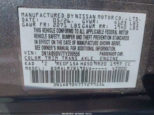 Nissan SENTRA SR 2026 3N1AB9DV7TY299556 Image 9