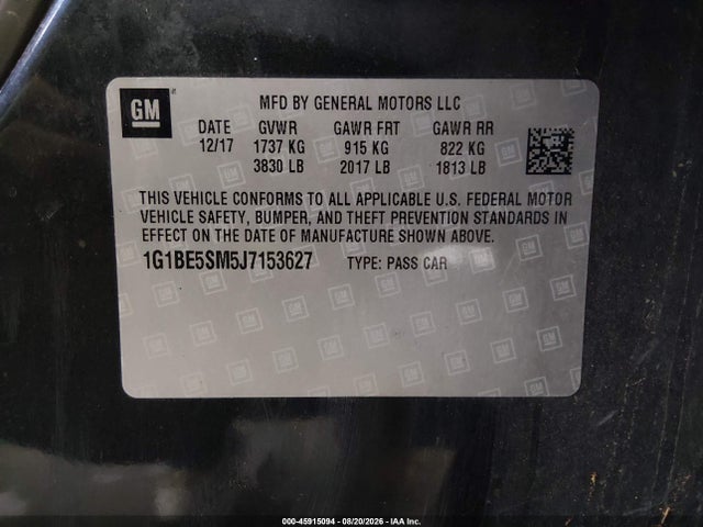 1G1BE5SM5J7153627 Chevrolet Cruze Lt Auto