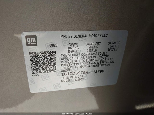 1G1ZD5ST5RF113798 Chevrolet Malibu Fwd 1lt