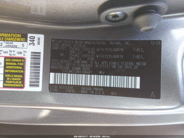 5TDJRKEC8RS186681 Toyota SIENNA XLE