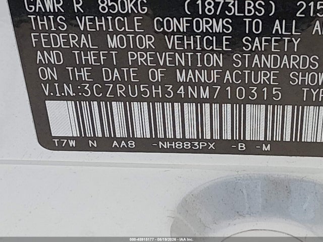 Продажа на аукционе авто 2022 Honda Hr-v 2wd Lx, vin: 3CZRU5H34NM710315, номер лота: 45915177