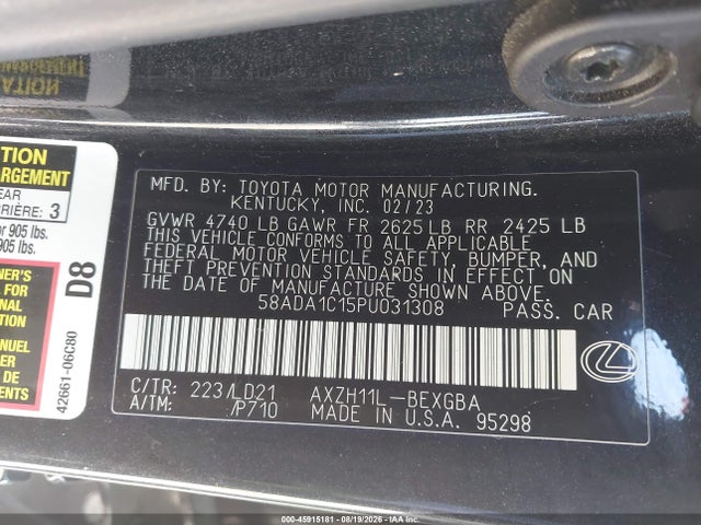 Lexus ES 300H 2023 58ADA1C15PU031308 Image 9