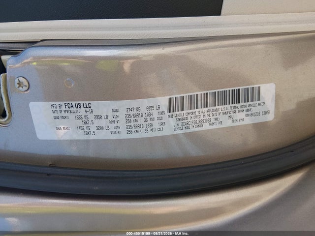 Aukcja sprzedaży 2018 Chrysler Pacifica Touring Plus, vin: 2C4RC1FG8JR293033, numer aukcji: 45915199