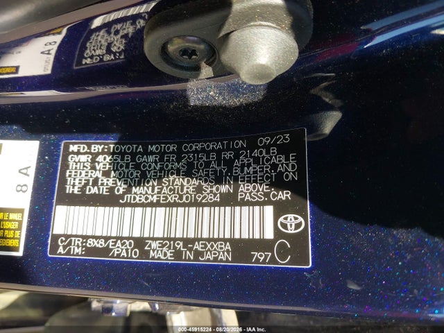 JTDBCMFEXRJ019284 Toyota Corolla Hybrid Xle