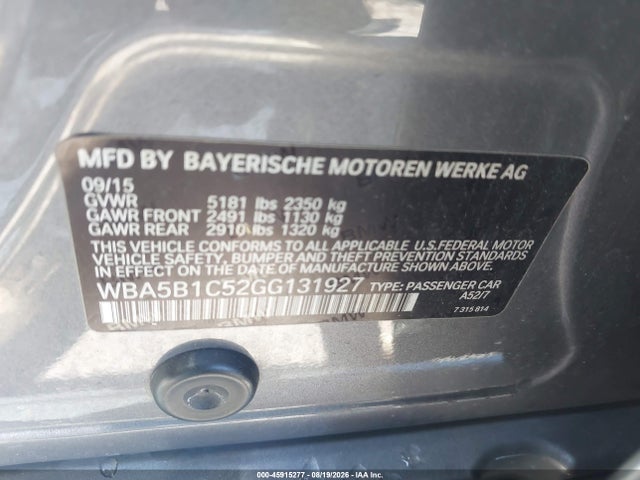 WBA5B1C52GG131927 BMW 535i
