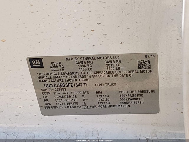 1GC2CUEG6FZ134772 Chevrolet Silverado 2500hd Work Truck