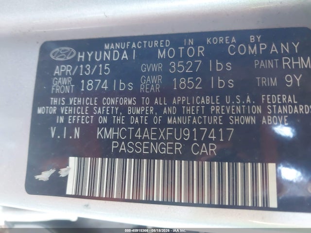 Hyundai ACCENT GLS 2015 KMHCT4AEXFU917417 Image 9