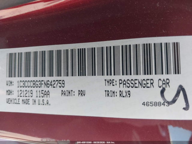 Продажа на аукционе авто 2015 Chrysler 200 S, vin: 1C3CCCBG3FN642759, номер лота: 45915369