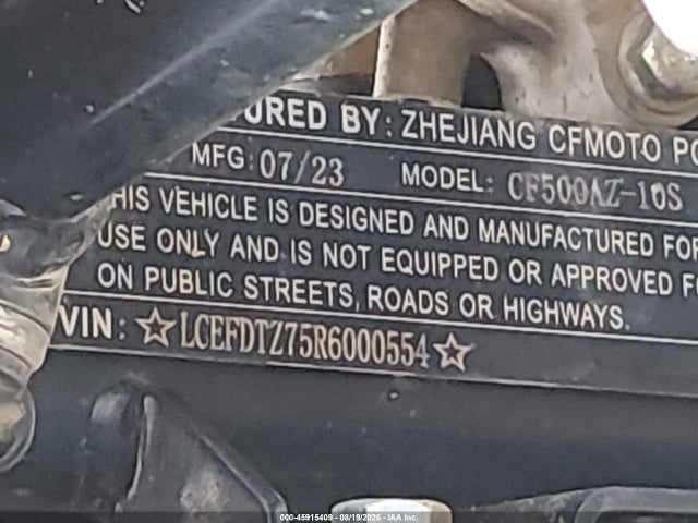 Продаж на аукціоні авто 2024 Cf Moto Zforce 500, vin: LCEFDTZ75R6000554, номер лоту: 45915409