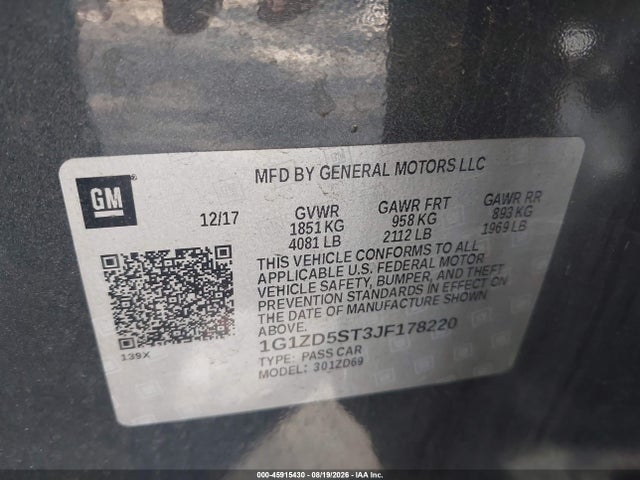 Chevrolet MALIBU LT 2018 1G1ZD5ST3JF178220 Image 9