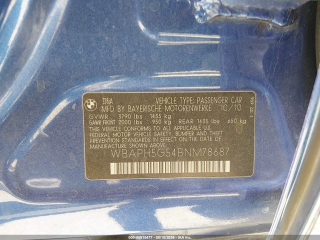 Продажа на аукционе авто 2011 Bmw 328i, vin: WBAPH5G54BNM78687, номер лота: 45915477