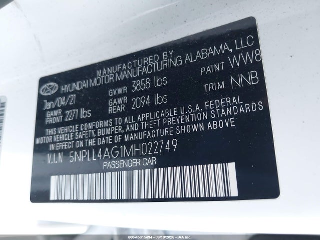 Hyundai ELANTRA SE 2021 5NPLL4AG1MH022749 Image 9