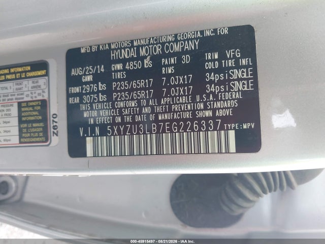 Продажа на аукционе авто 2014 Hyundai Santa Fe Sport 2.4l, vin: 5XYZU3LB7EG226337, номер лота: 45915497