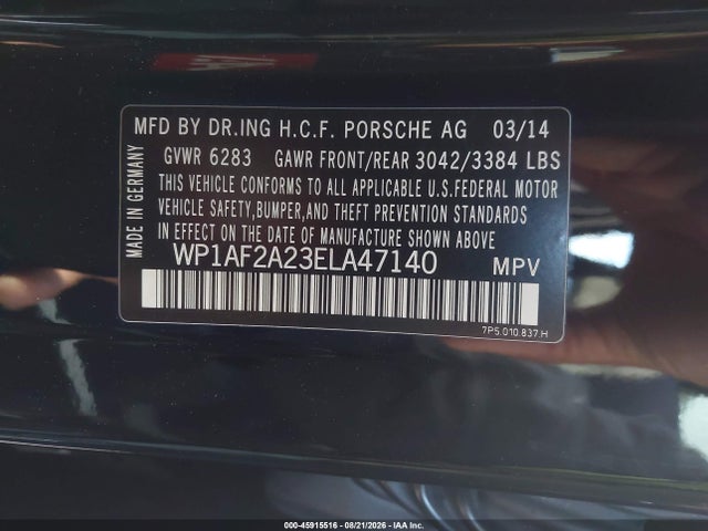45915516 :رقم المزاد ، WP1AF2A23ELA47140 vin ، 2014 Porsche Cayenne Diesel/diesel Platinum Edition مزاد بيع