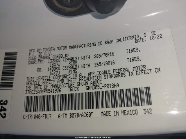 3TMCZ5AN4PM541926 Toyota Tacoma Trd Off Road