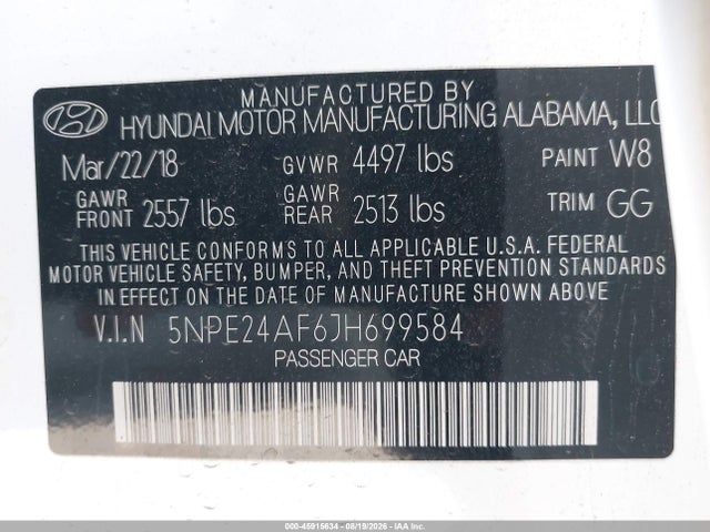 Hyundai SONATA SE 2018 5NPE24AF6JH699584 Image 9