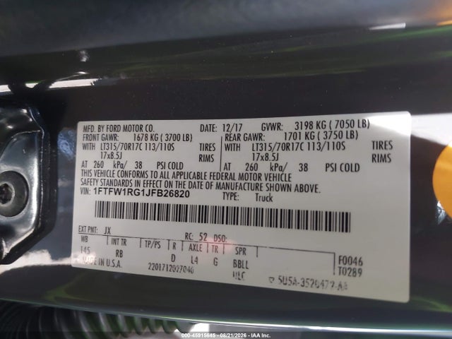 Ford F-150 Raptor 2018 1FTFW1RG1JFB26820 Image 9