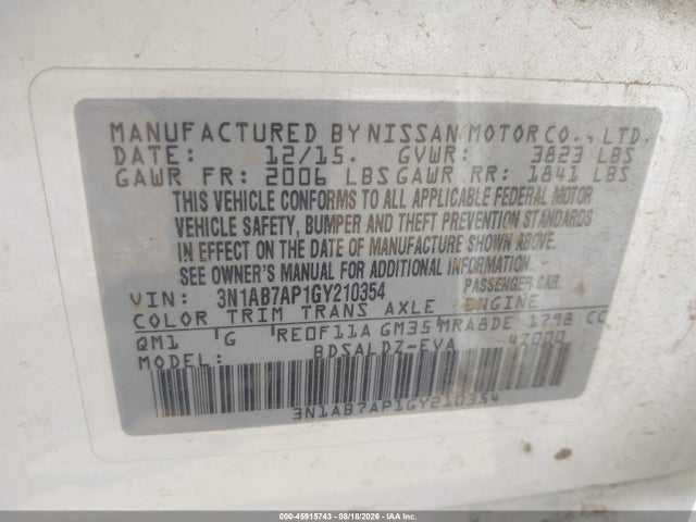 Nissan SENTRA SV 2016 3N1AB7AP1GY210354 Image 9