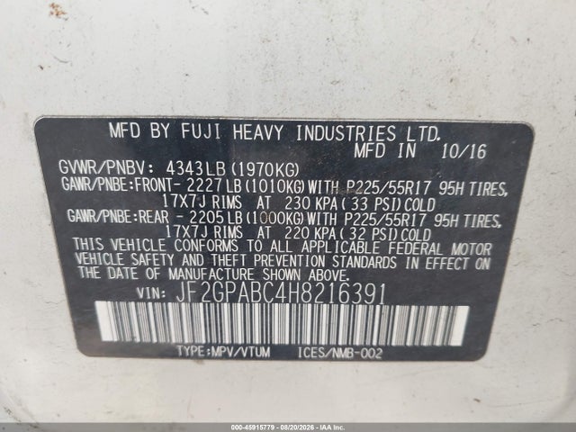 Subaru Crosstrek 2.0i Premium 2017 JF2GPABC4H8216391 Image 9